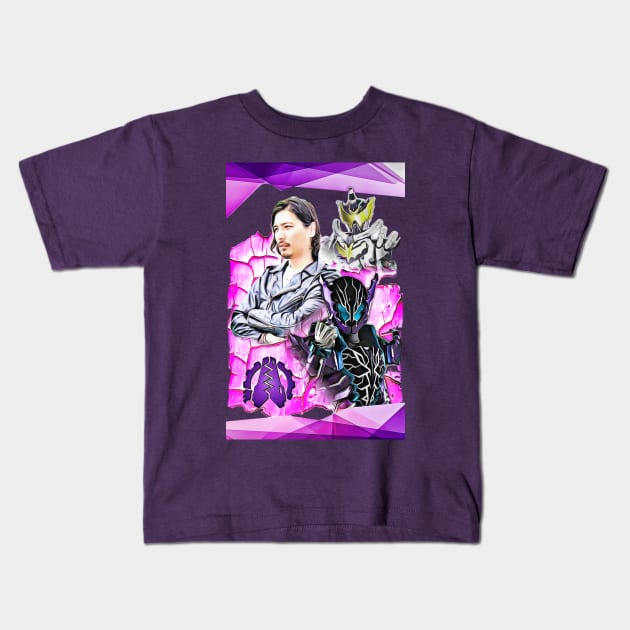 Kamen Rider Rogue Side-by-Side   (style #2) Kids T-Shirt by BeatlesDiva